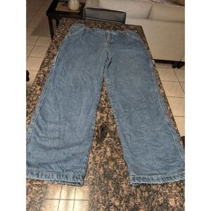 Smiths Workwear Carpenter Jeans Adult 38 x 32 Blue Denim Flannel Lined Dark EUC